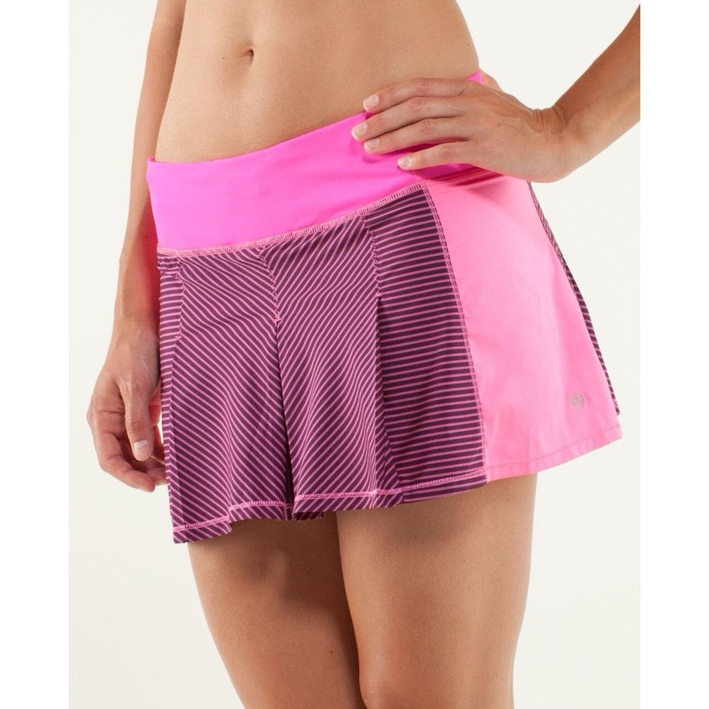 Lululemon Fast Cat Skirt Hyper Stripe Raspberry Glo Light Size 10‎